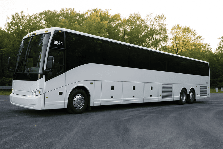 exterior of Poway Charter Bus coach bus